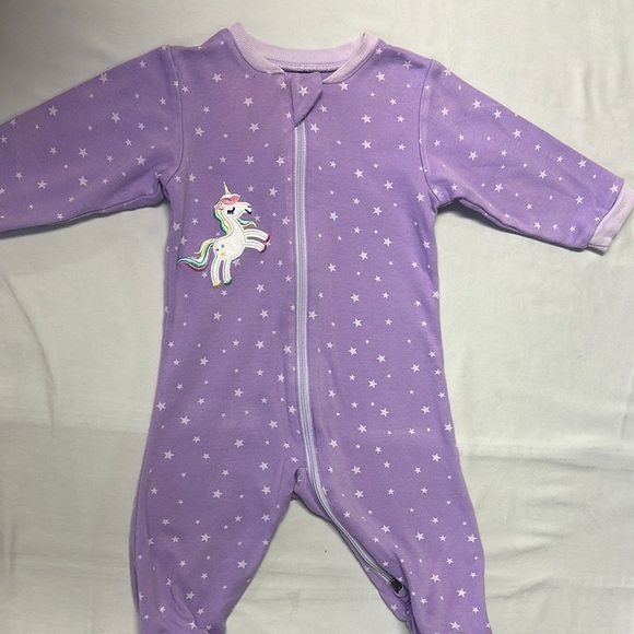Tuffy Purple Baby Onesie with Unicorn and Stars design - Picture 3 of 3